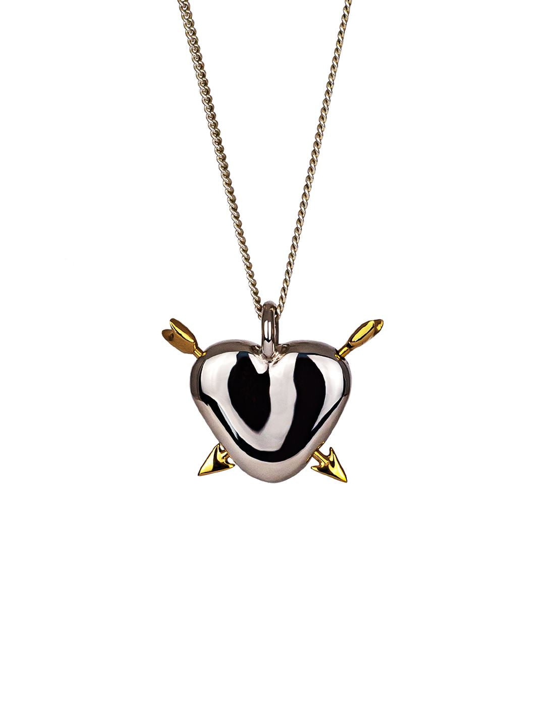 HEART-SHAPED SILVER PENDANT WITH GOLD PLATING