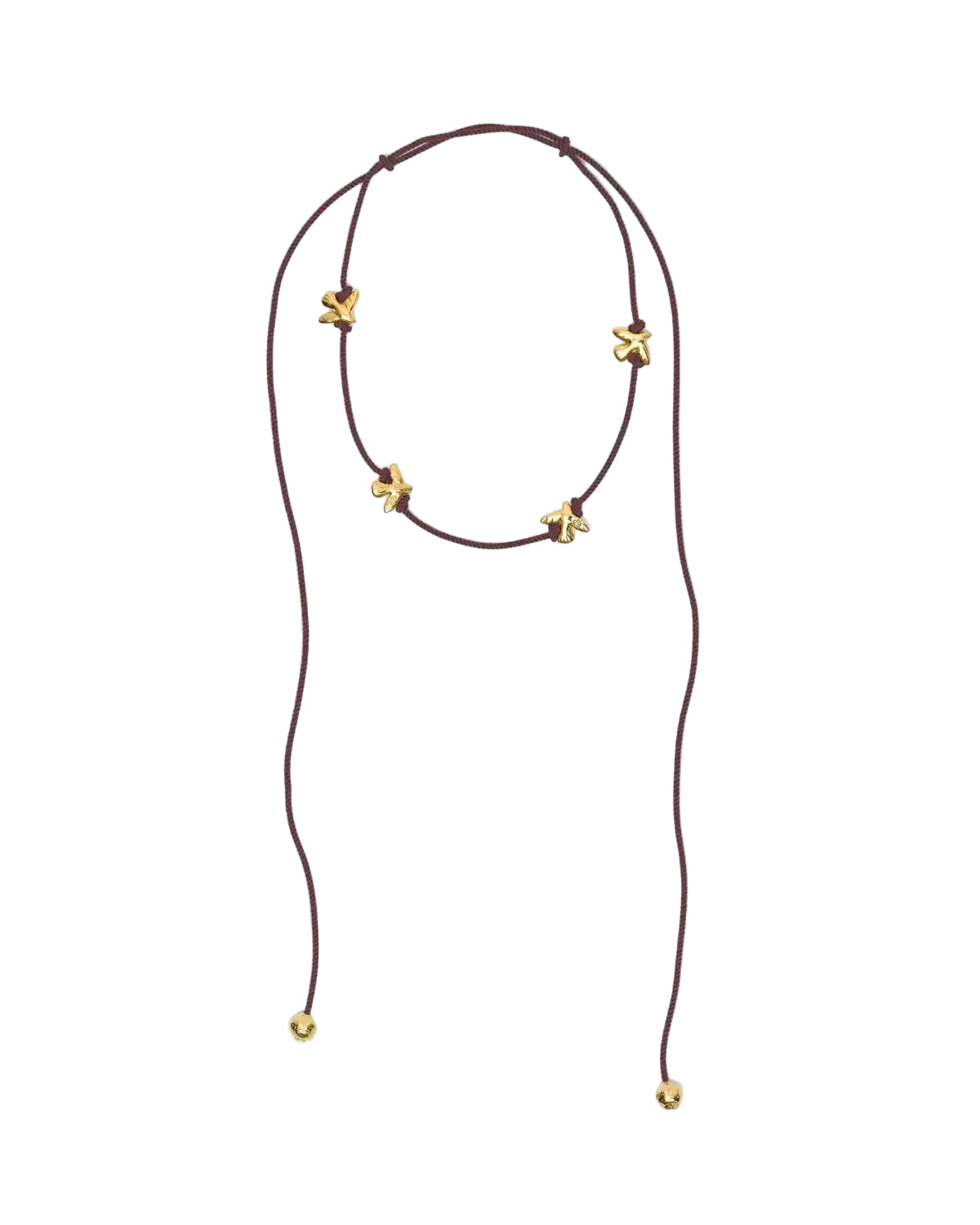 ERA BROWN NECKLACE WITH 4 GILDED BIRDS