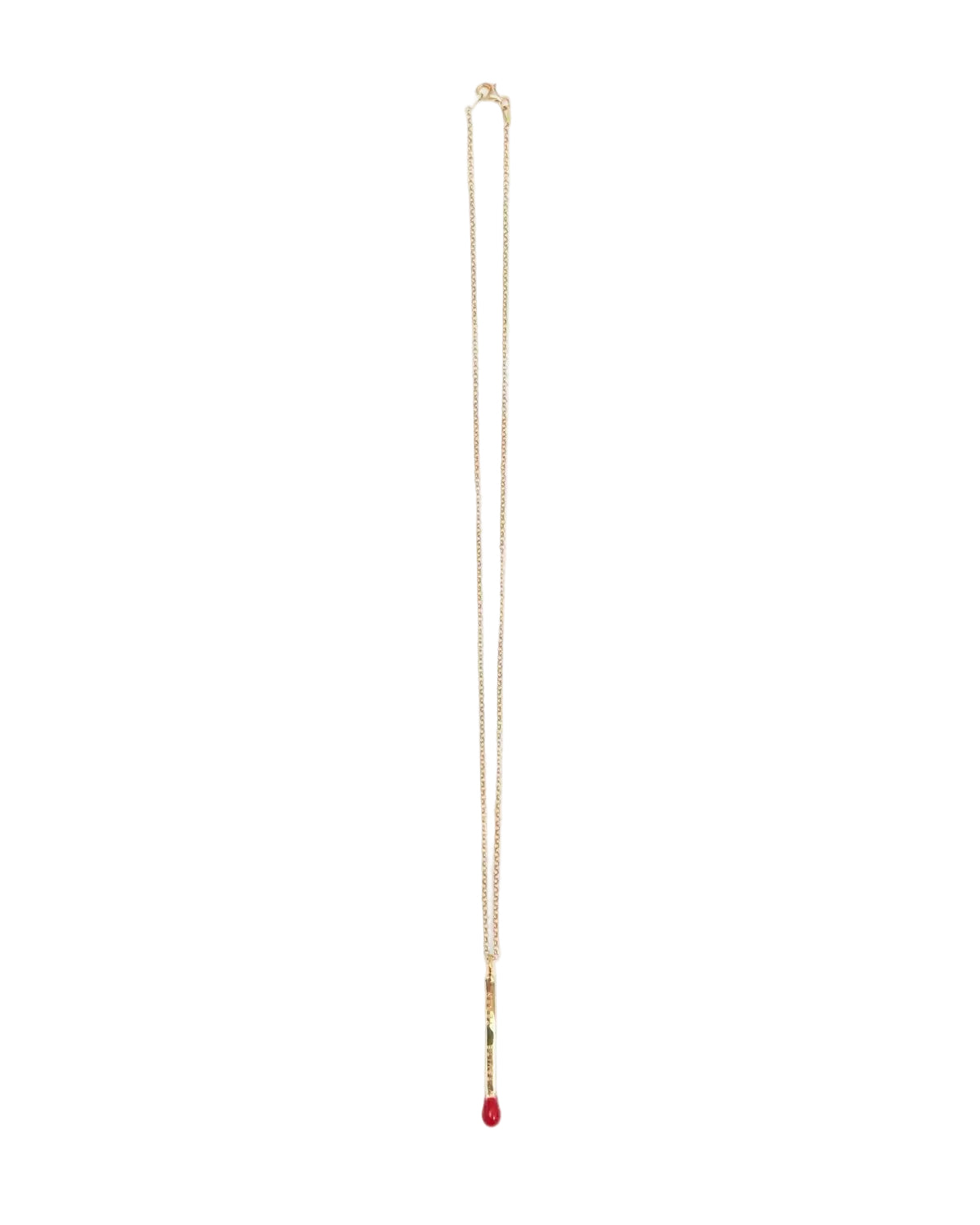 GOLD-PLATED SILVER MATCHSTICK PENDANT WITH RED ENAMEL