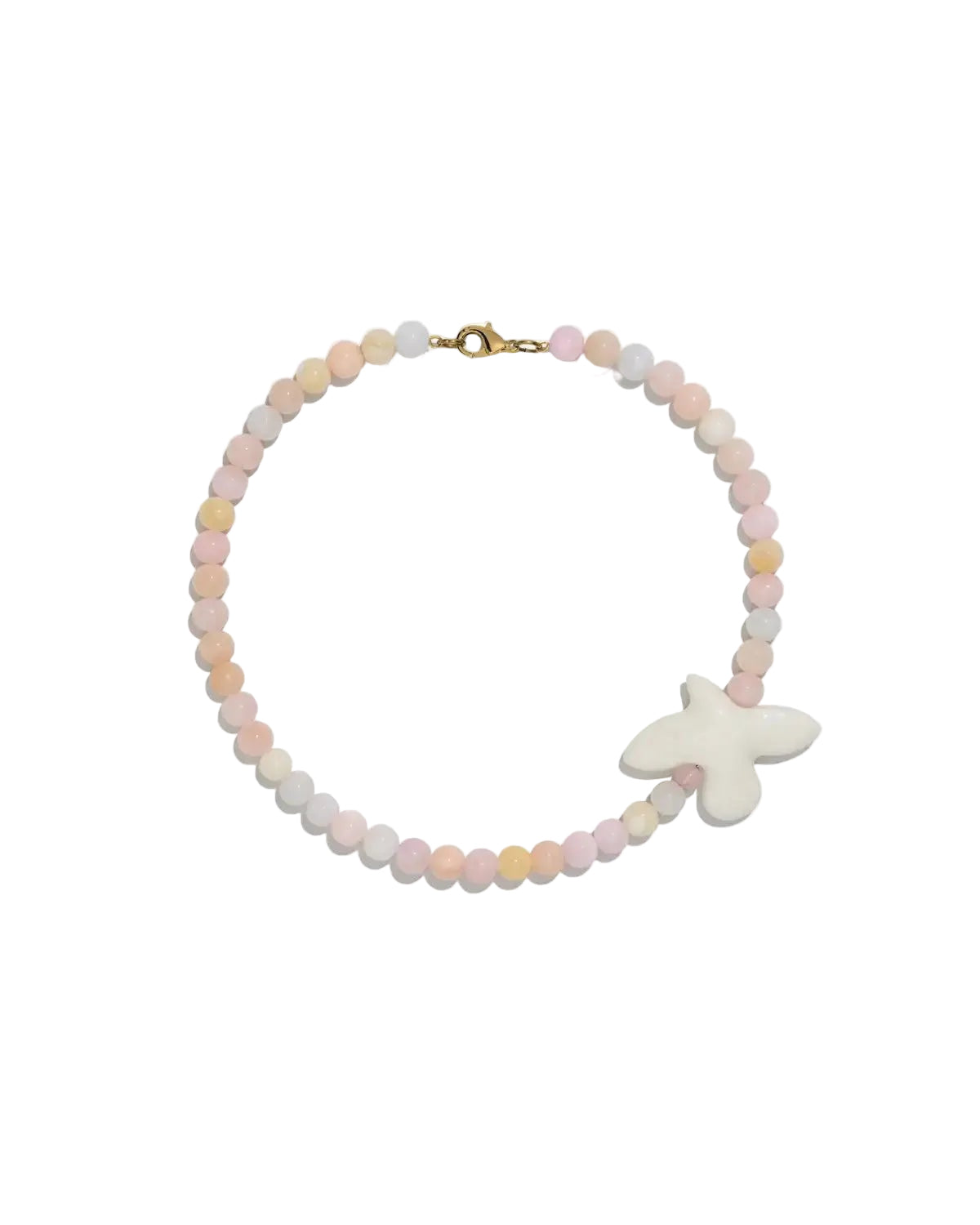 NECKLACE MYRNI WITH MULTICOLORED QUARTZ AND A BIRD
