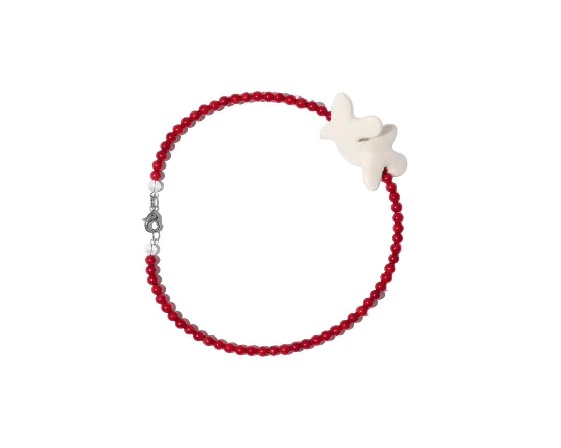 NECKLACE MYRNI WITH SMALL CORALS AND TWO BIRDS