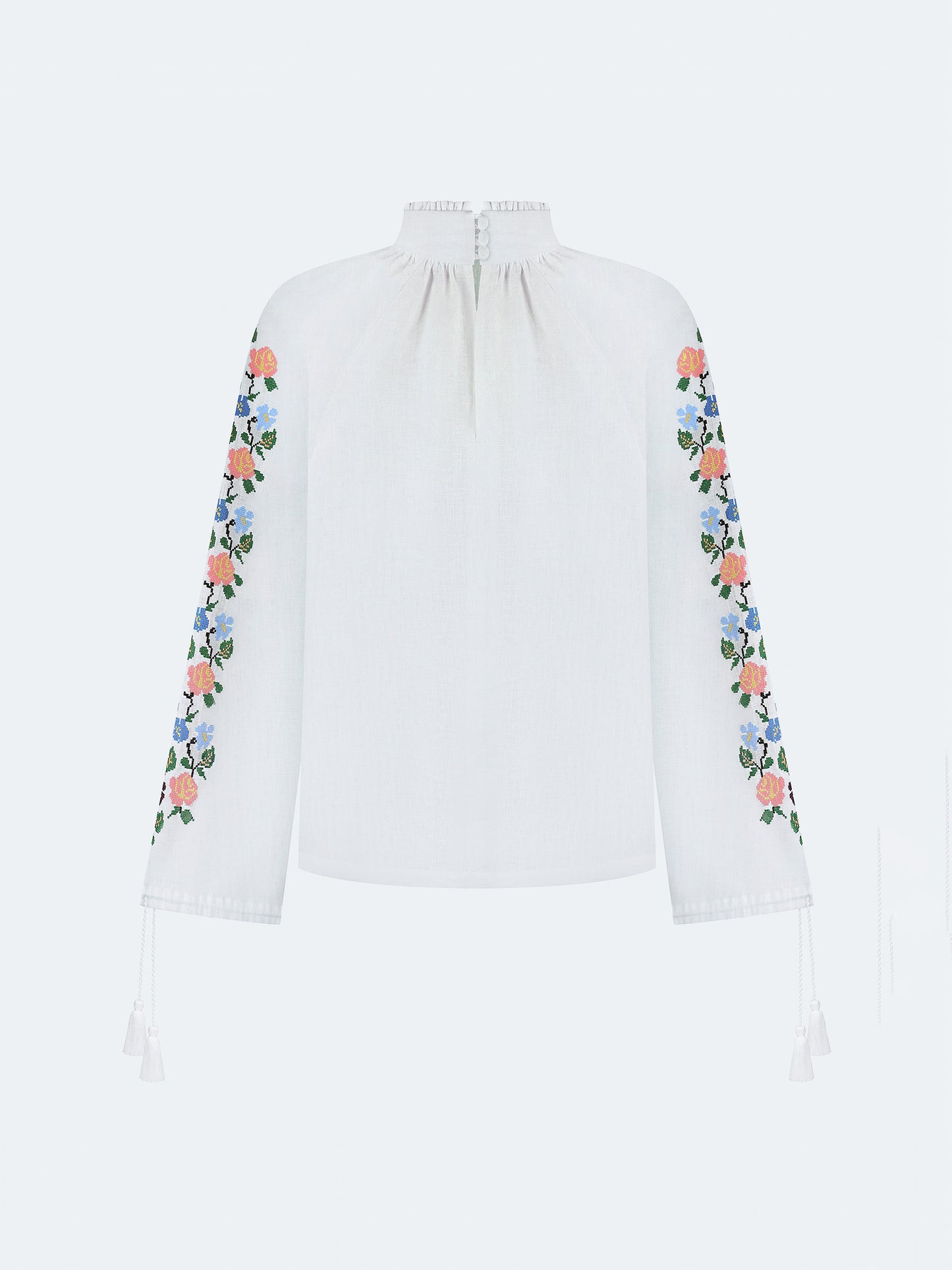 ETNODIM LINEN SHIRT WITH FLORAL ORNAMENT "BOUQUET"