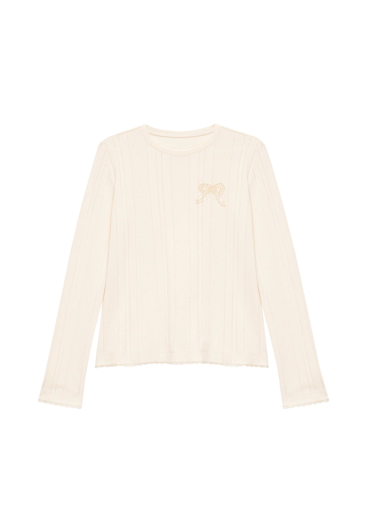 TEXTURED LONG SLEEVE TOP IN MILK