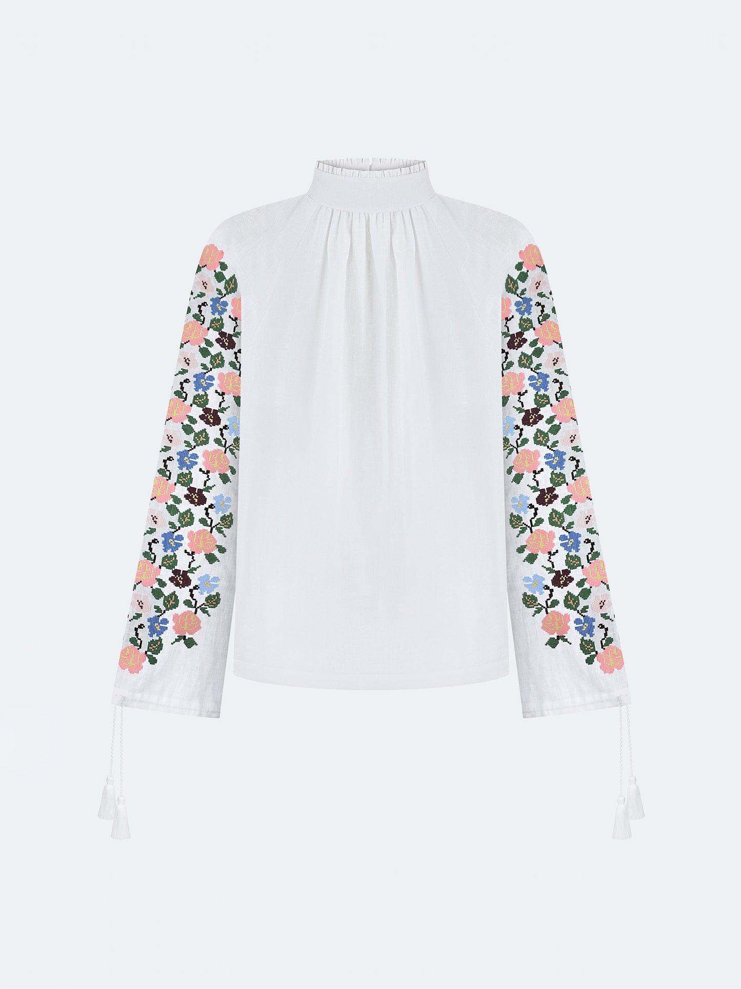 ETNODIM LINEN SHIRT WITH FLORAL ORNAMENT "BOUQUET"