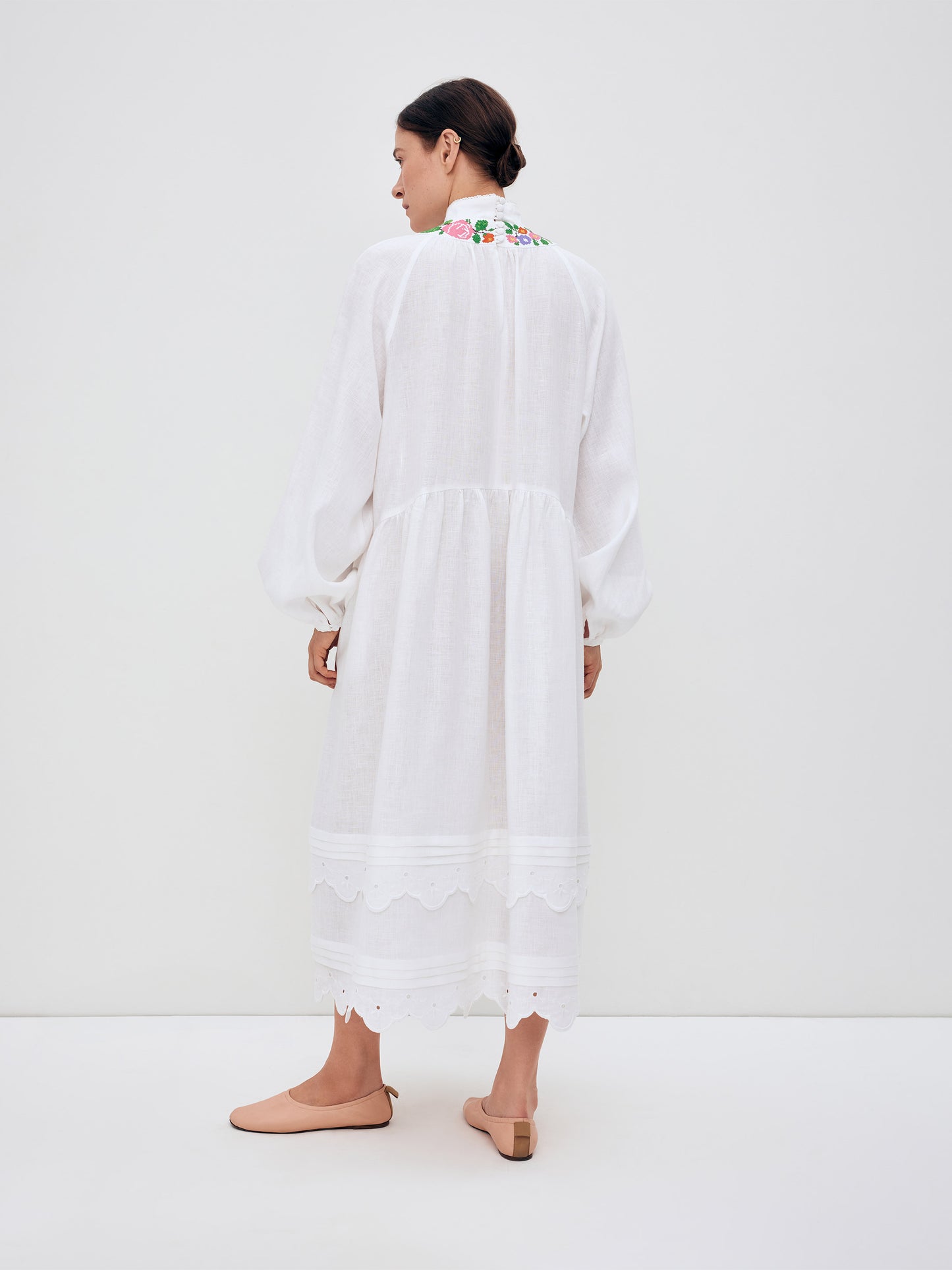 ETNODIM LONG EMBROIDED DRESS WITH FASTENING "VINOK"