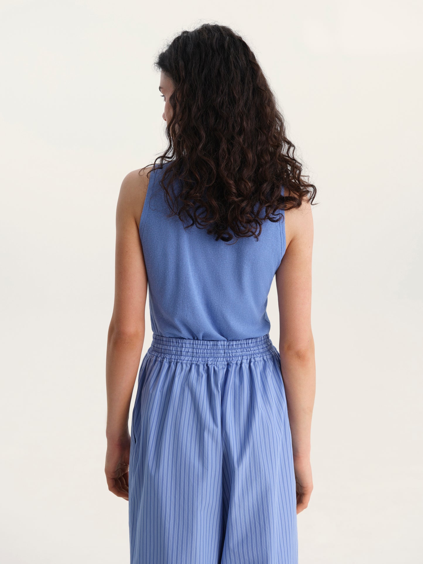 STRIPED COTTON TROUSERS IN BLUE