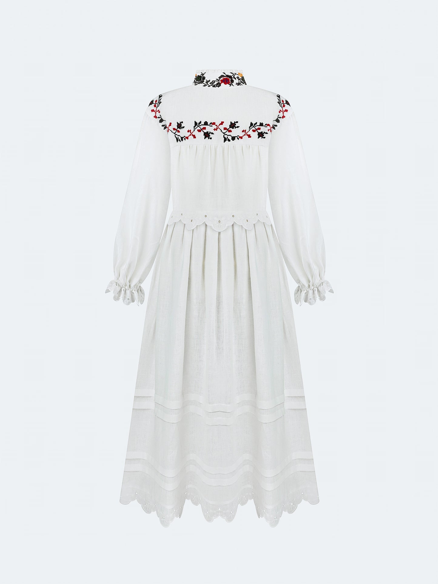 ETNODIM LONG EMBROIDERED DRESS WITH A HIGH NECK "KOROLIVNA"