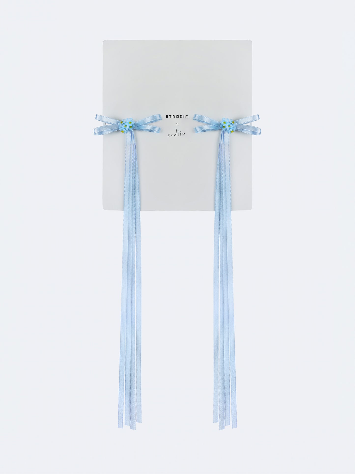 ETNODIM A PAIR OF RIBBONS-BARRETTES OF BLUE COLOR "TSARIVNA"