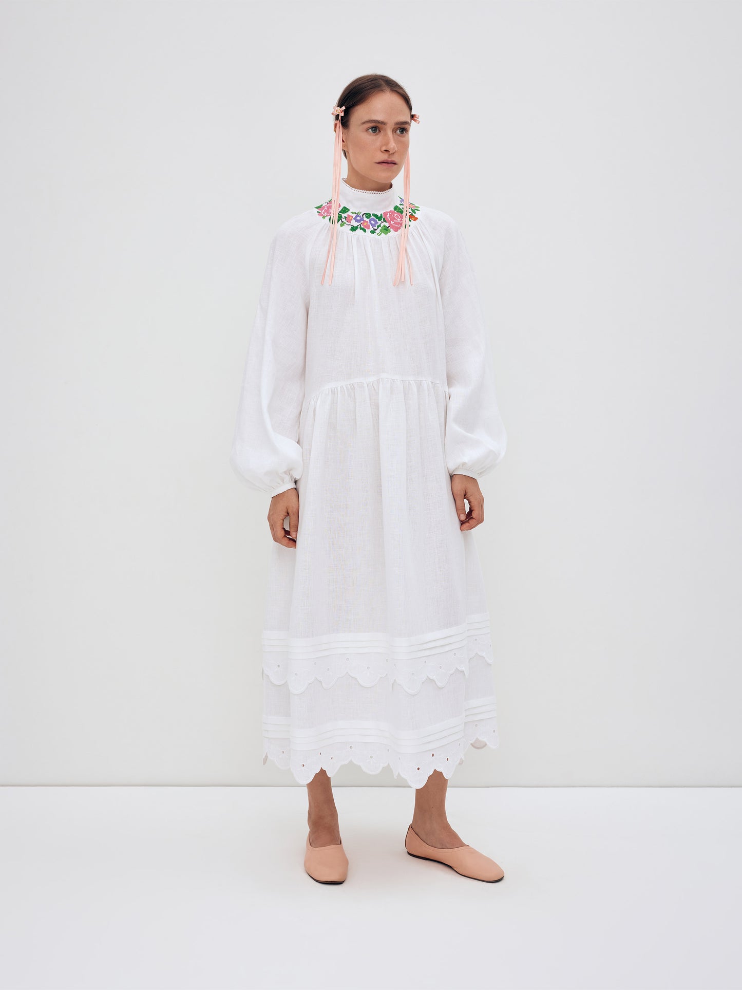 ETNODIM LONG EMBROIDED DRESS WITH FASTENING "VINOK"
