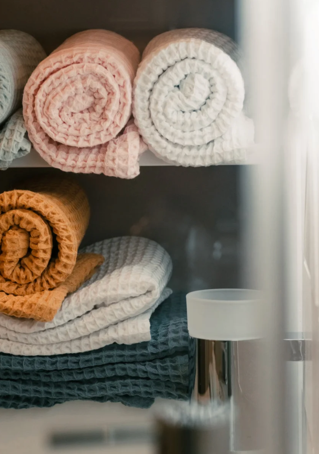 HOME ME LIGHT PINK WAFFLE TOWEL