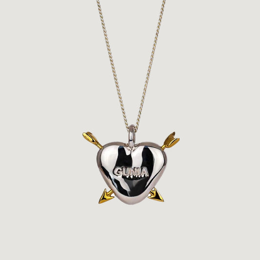 HEART-SHAPED SILVER PENDANT WITH GOLD PLATING