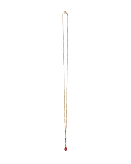 GOLD-PLATED SILVER MATCHSTICK PENDANT WITH RED ENAMEL
