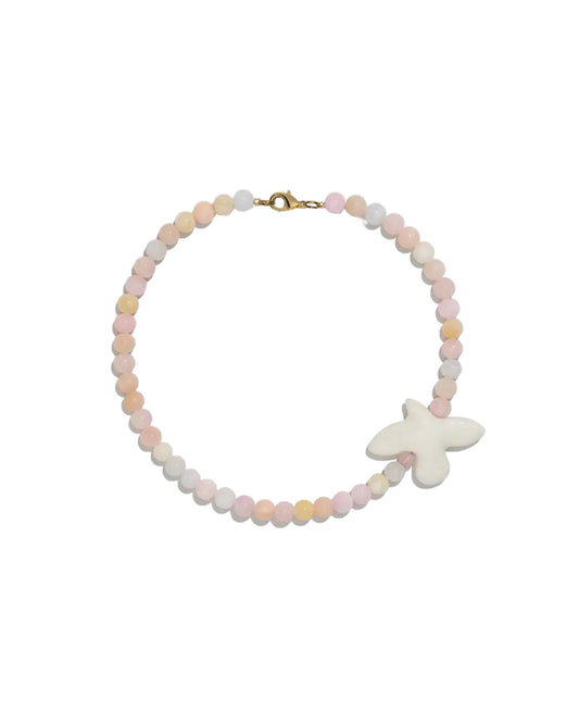 NECKLACE MYRNI WITH MULTICOLORED QUARTZ AND A BIRD