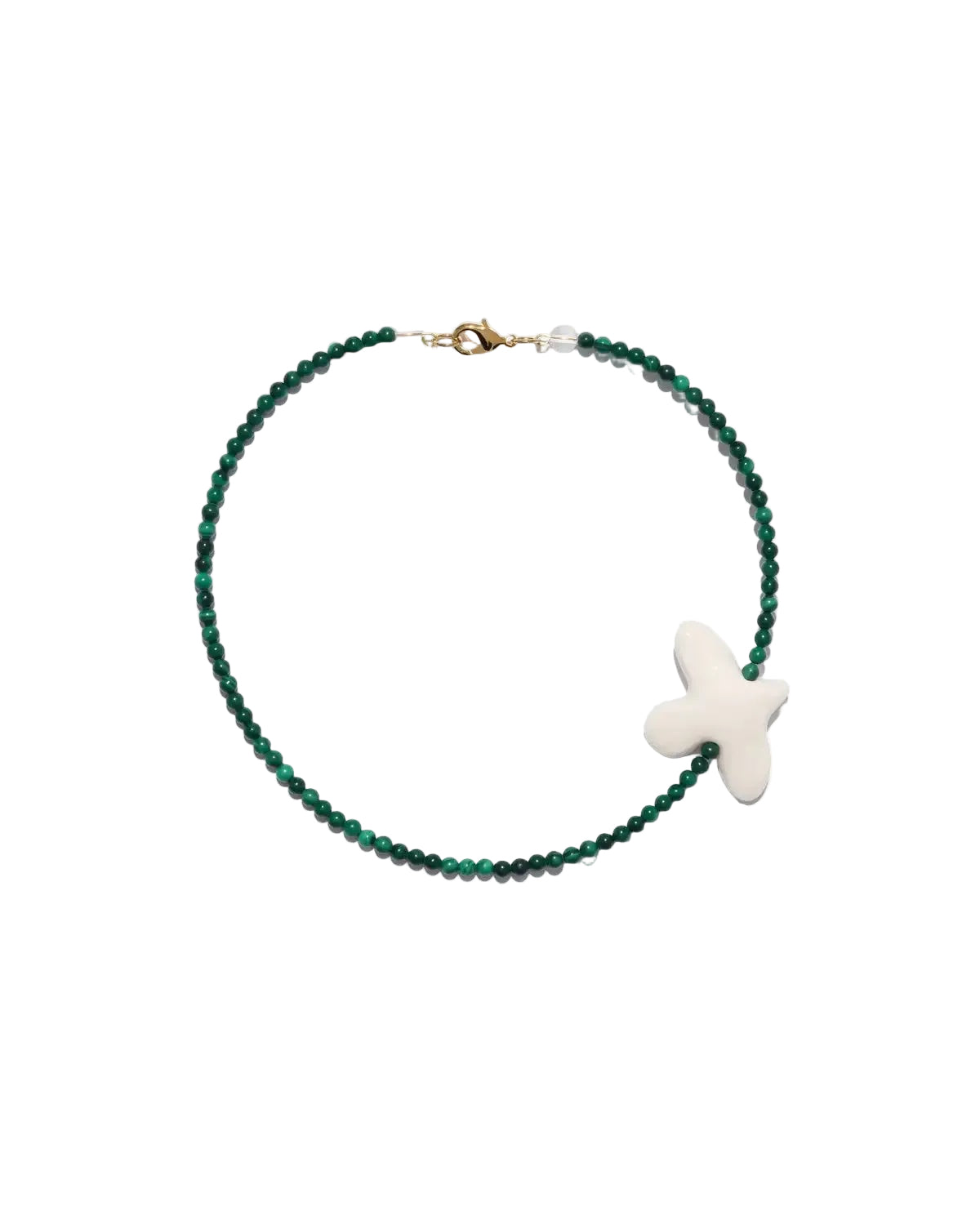 NECKLACE MYRNI WITH SMALL MALACHITE AND BIRD GOLD M