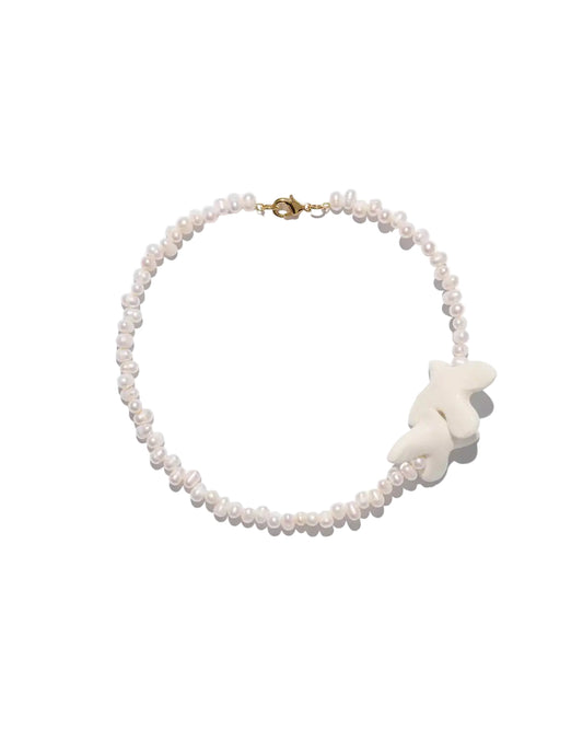 NECKLACE MYRNI SHAPED PEARLS AND TWO BIRDS