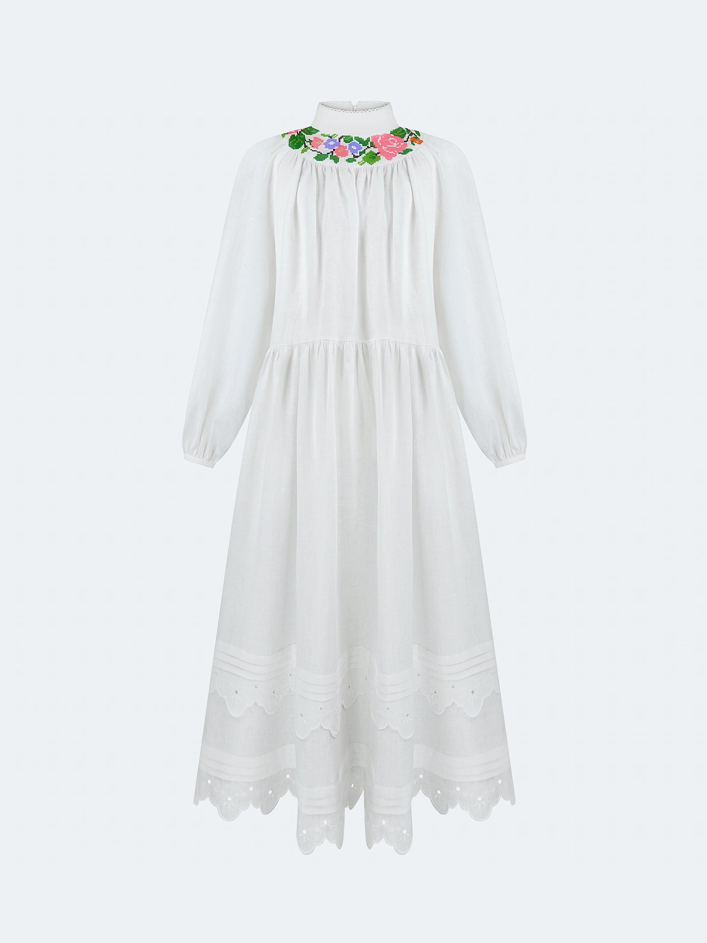 ETNODIM LONG EMBROIDED DRESS WITH FASTENING "VINOK"