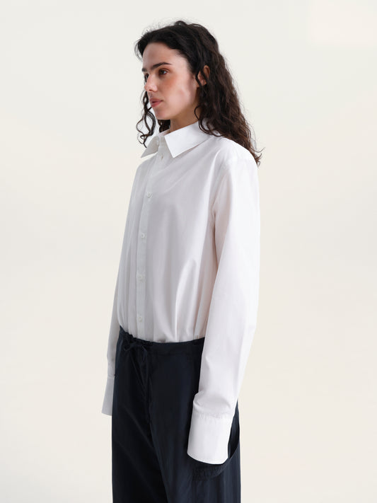 CLASSIC WHITE SILK-BLEND SHIRT