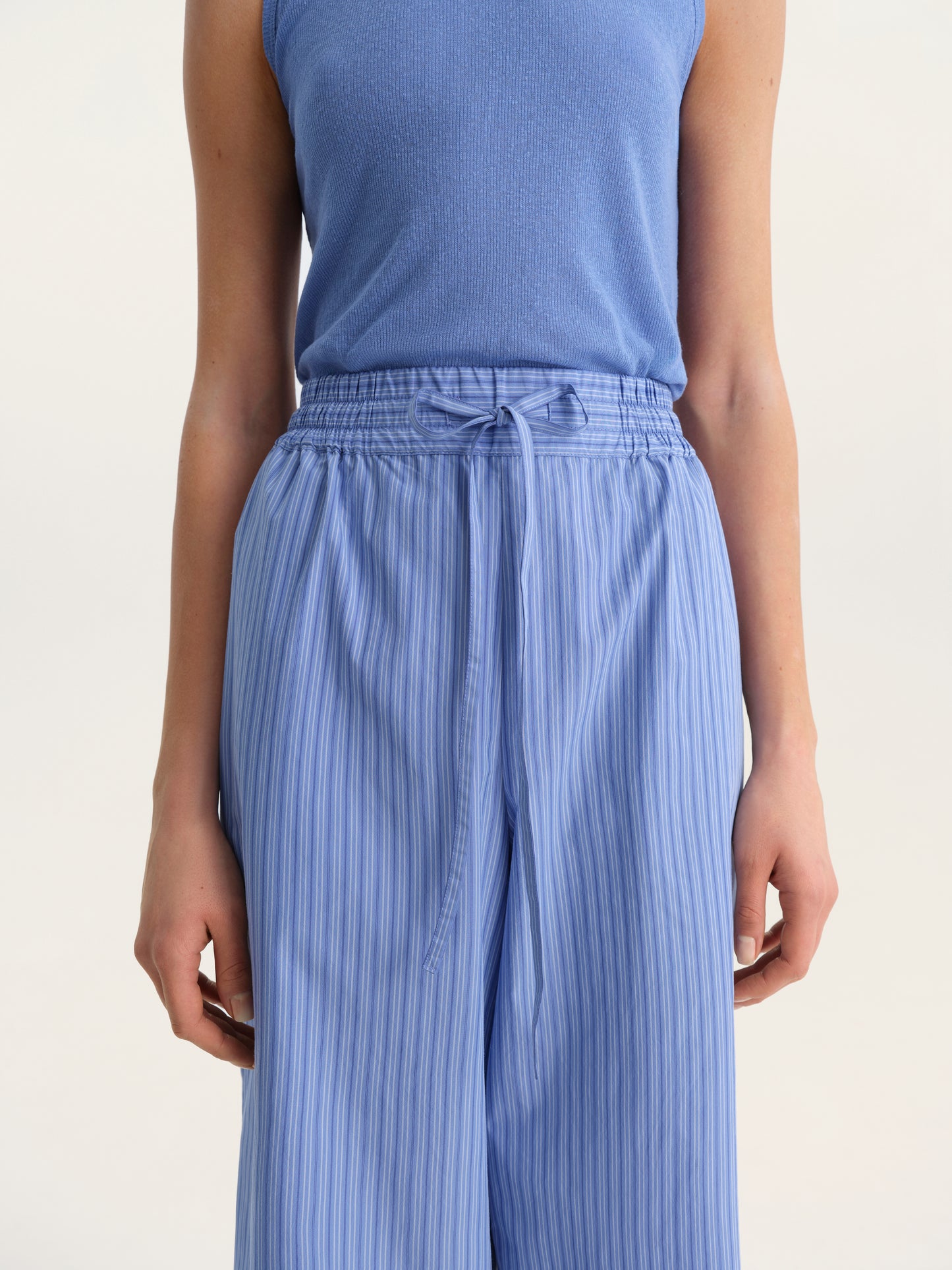 STRIPED COTTON TROUSERS IN BLUE