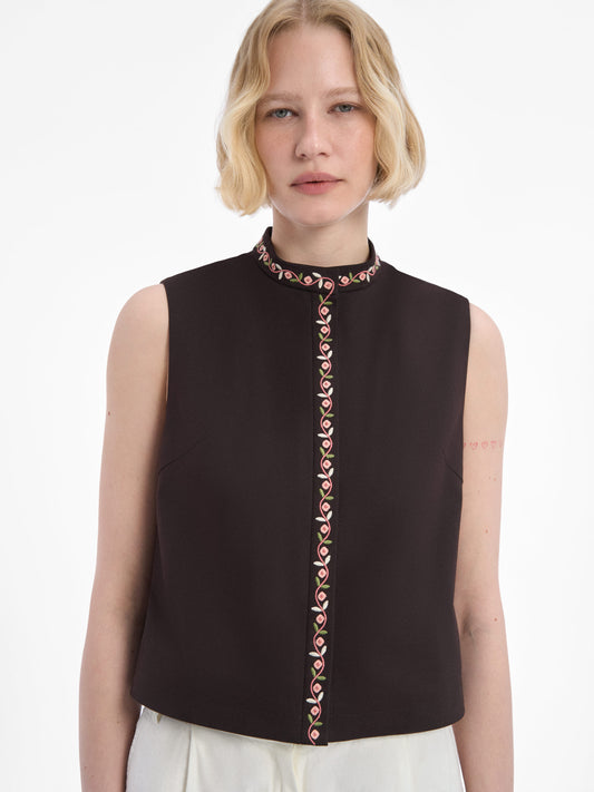 "KETIAH" VEST IN DARK BROWN