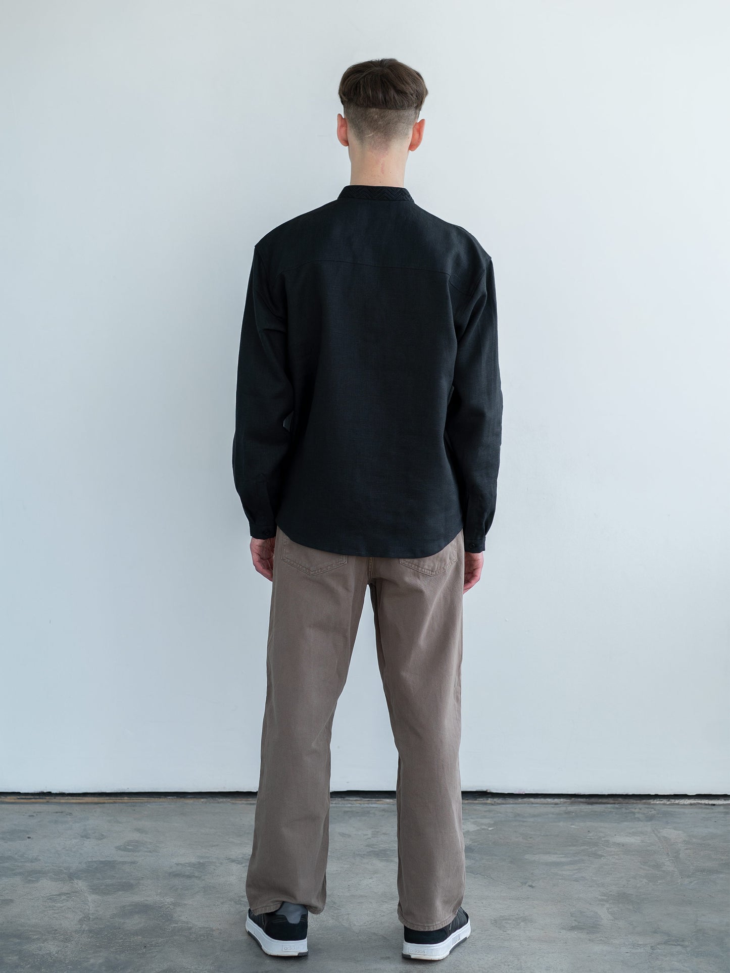 MENS BLACK EMBROIDERED SHIRT "APOLLO BLACK"