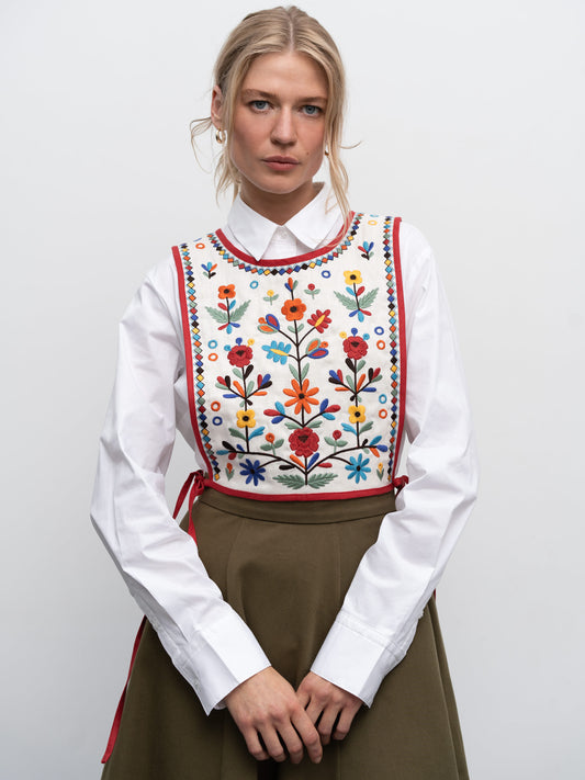 LINEN EMBROIDERED VEST WITH TIES YARYNA VEST